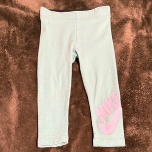 Nike Kids Aqua Leggings with white Logo